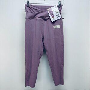Earth Yoga Leggings Size L Women’s Sustainable Clothing Cross Waist Capri Purple